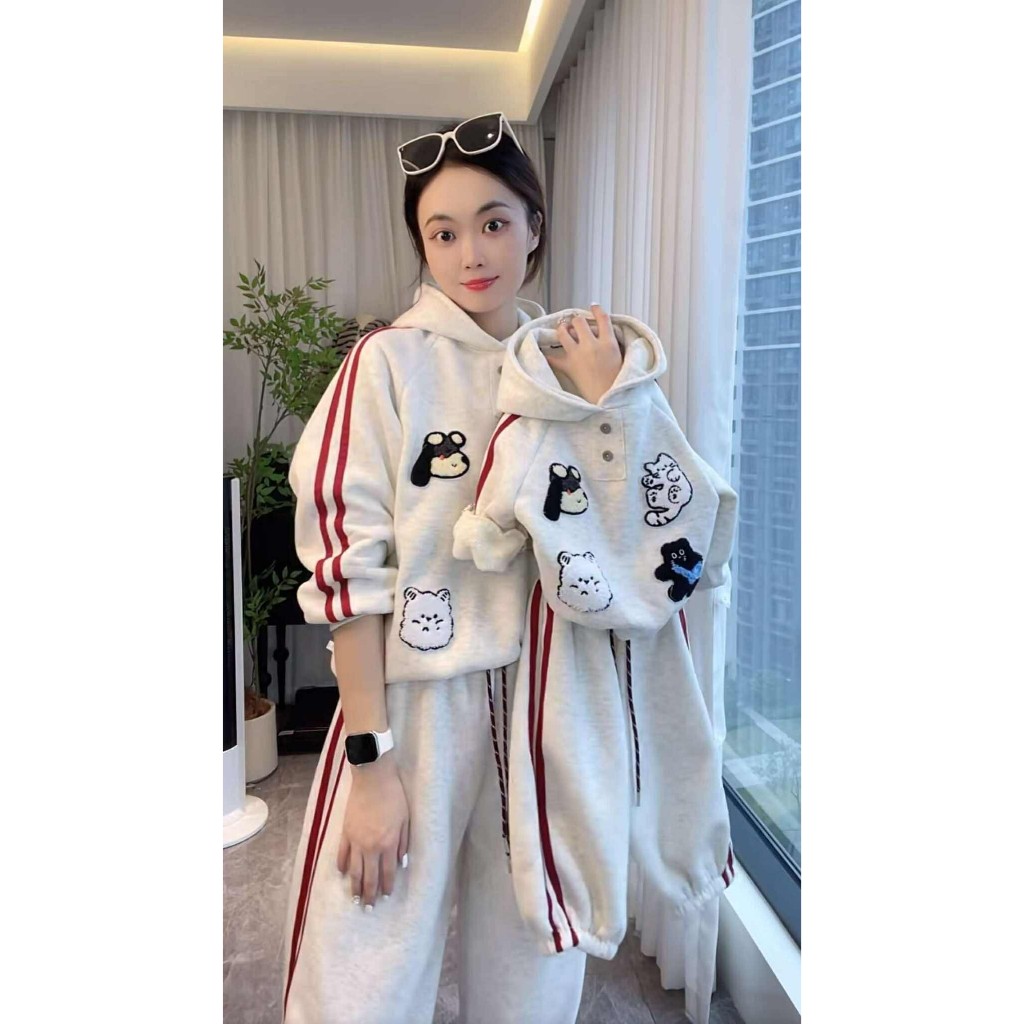 [MÂY KID] SẴN TÙY SIZE - Bộ nỉ mẹ bé hot in 3d hình cún hot hit đủ sz 10-70kg chất liệu nỉ bông tàu