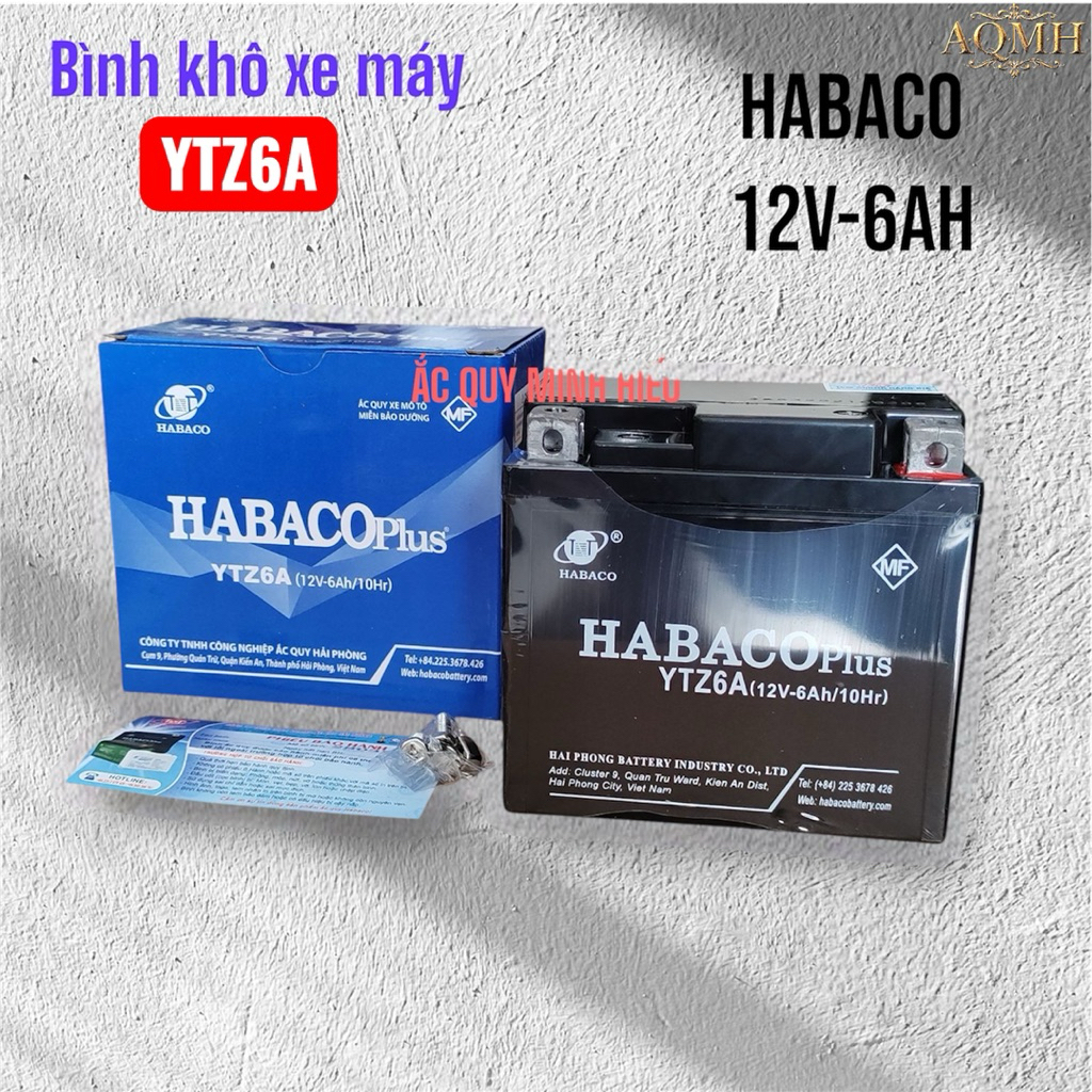 Bình YTZ6A(12V-6Ah) Lắpchoxe máy Honda vàYamaha như:Vision 2014,Lead 125,Lead Fica,Air Blade,Air Bla