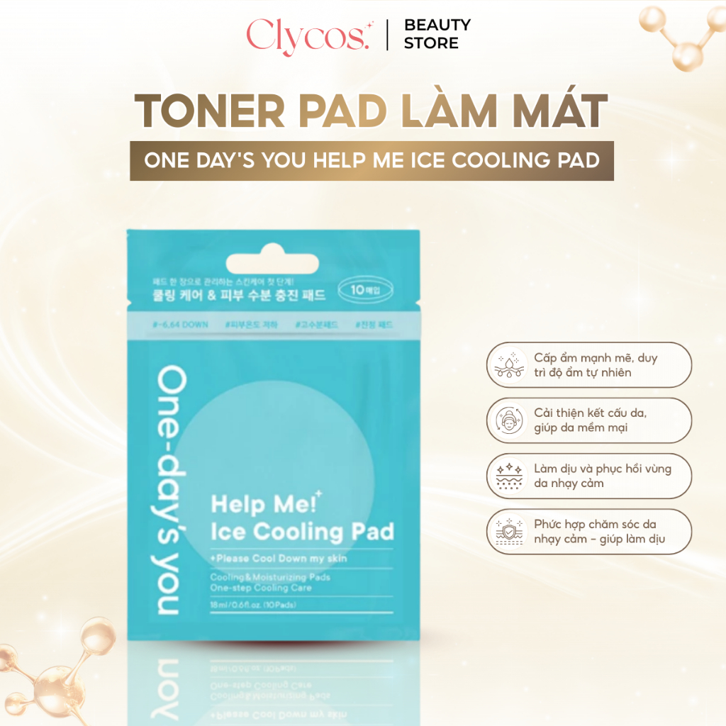 Toner Pad Làm Mát ONE DAY'S YOU Help Me Ice Cooling Giảm Nhiệt Cấp Nước Cho Da 10EA | Clycos