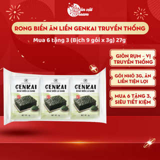 Date 23/9 Rong Biển Genkai 27g Ăn Liền, Snack Rong Biển Giòn Rụm Thơm Ngon, Mua 6 Tặng 3 Bịch