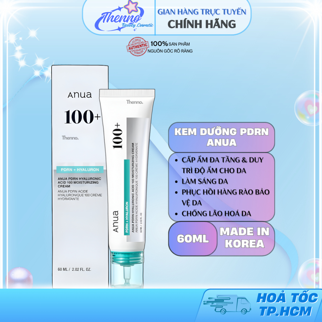 Kem Dưỡng PDRN Dưỡng Ẩm Săn Chắc Da Anua PDRN Hyaluronic Acid 100 Moisturizing Cream 60ml Hàn Quốc