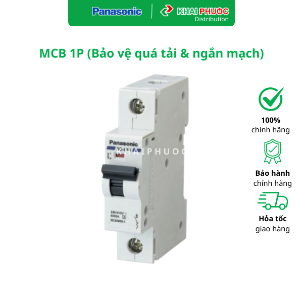 Áp tô mát tép át tép aptomat MCB 1P CB TÉP PANA Panasonic 1 PHA 6A 10A 16A 20A 25A 32A 40A 50A 63A 6