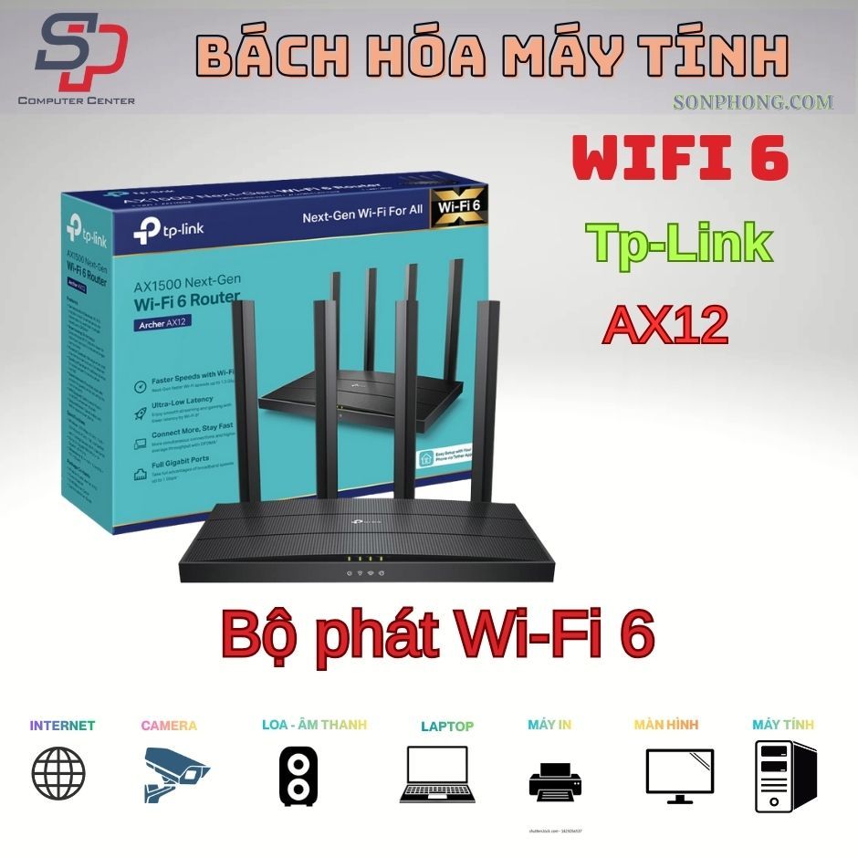 Bộ phát WiFi 6 Băng Tần Kép TP-LINK Archer AX12