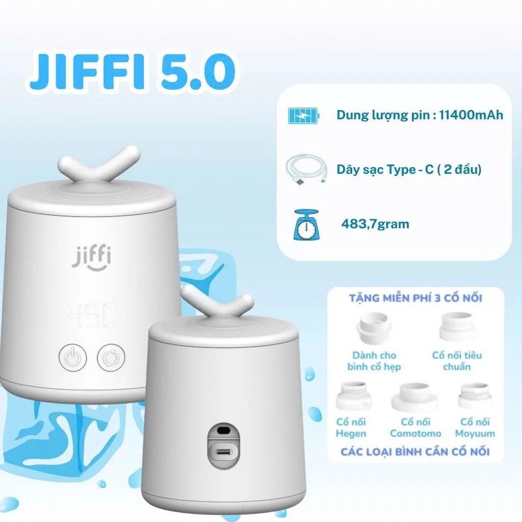 Máy hâm sữa JIFFI 5.0 cầm tay không dây bản mới
