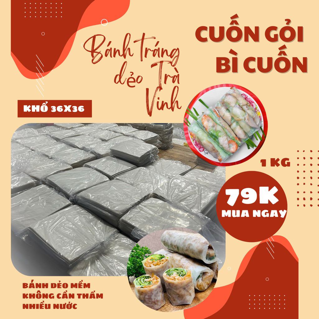 1kg Bánh tráng cuốn gỏi, bì cuốn Trà Vinh