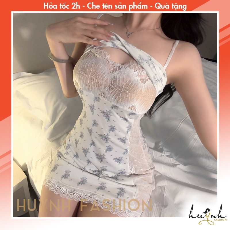 Váy Ngủ Hai Dây Phối Ren - N75