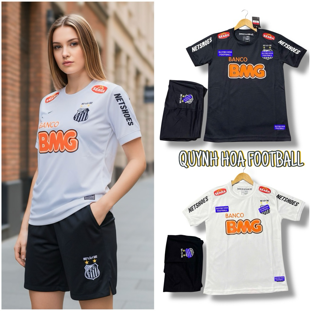 Áo Đá Banh RETRO SANTOS NEYMAR - Vải Polyester Gai Thái - Chuẩn Mẫu Thi Đấu - quynhhoafootball