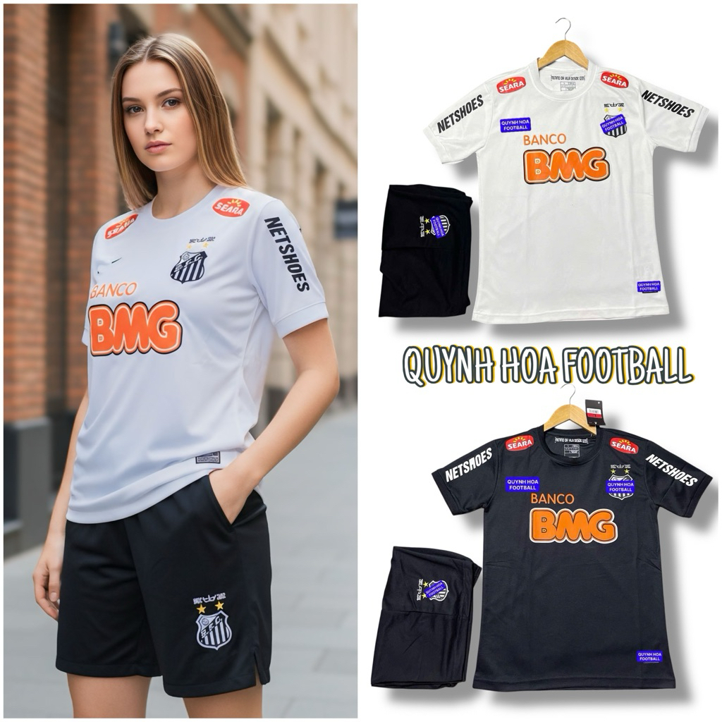 Áo Đá Banh RETRO SANTOS NEYMAR - Vải Polyester Gai Thái - Chuẩn Mẫu Thi Đấu