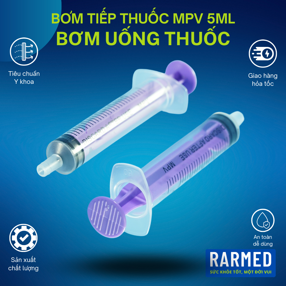 Bơm uống thuốc cho trẻ MPV, bơm tiếp thuốc cho bé - 5ml dụng cụ uống thuốc đầu to
