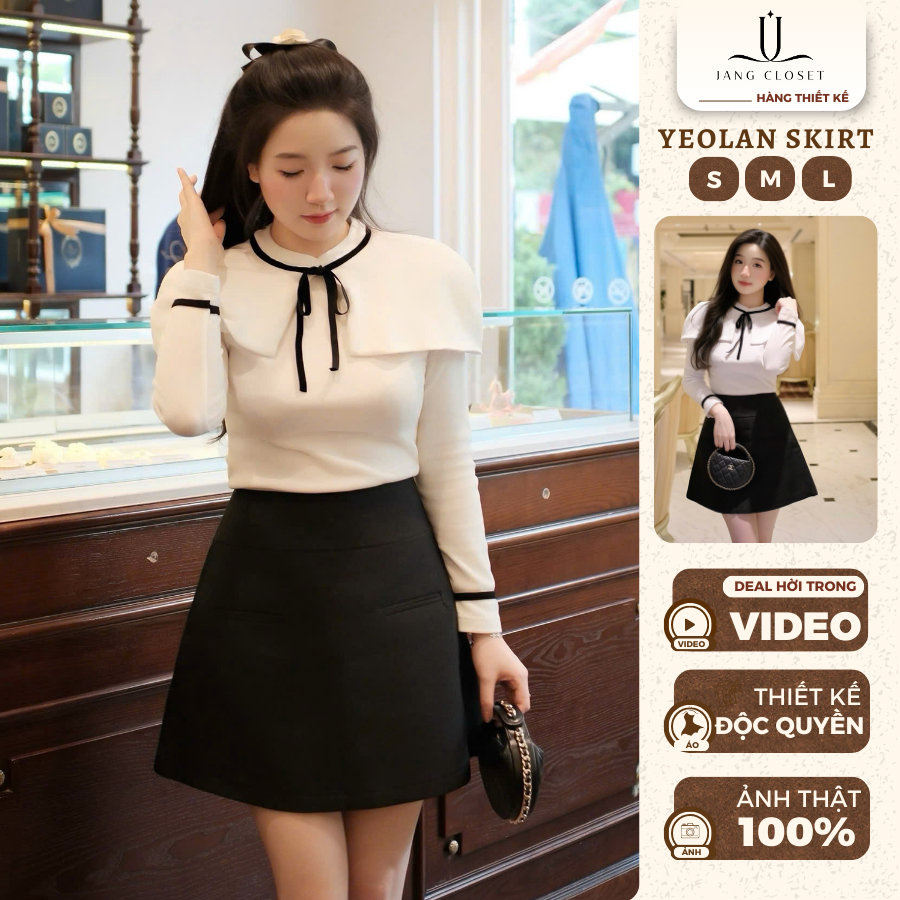 [JANG CLOSET] Chân váy ngắn chữ A 2 màu trắng đen Jang Closet thiết kế tiểu thư nữ tính YEOLAN SKIRT