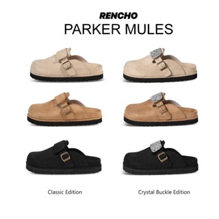 RENCHO PREMIUM Dép Nam Nữ da bít mũi PARKER MULES BOSTON LÓT DA BÒ NGUYÊN TẤM đế trấu định hình lòng bàn chân