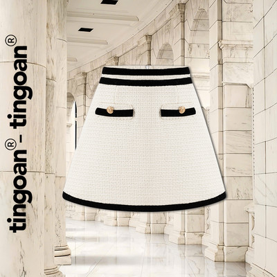 TINGOAN® - Chân váy cạp cao viền nhung DANA SKIRT/WH