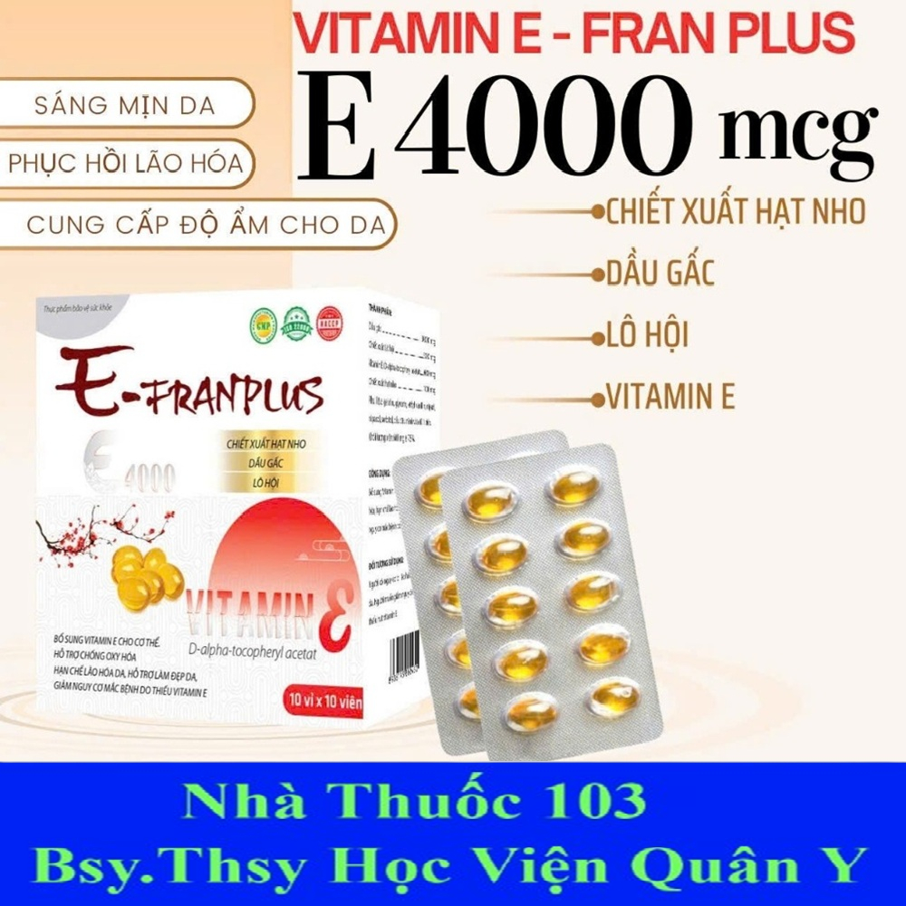 [HỘP 100 VIÊN] Viên uống Vitamin E đỏ 4000 JEYKYO [MẪU MỚI E FRANPLUS-DATE MỚI]