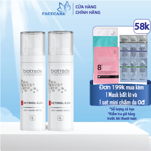 Retinol Tinh Chất Chống Lão Hóa Sáng Da Ngừa Mụn Biotrade Anti-Aging Retinol 0.2% và 0.5% 30ml
