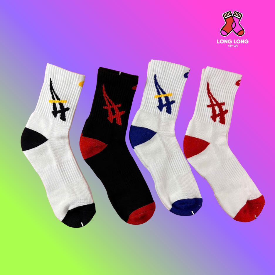 COMBO Tất Vớ Asics 4  Cổ Cao Lót Bông Đệm Xù dày , Thoáng Khí Thể Thao Pickaleball, Bóng Đá, cầu Lông Freesize