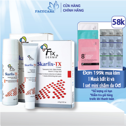 Kem Dưỡng Mờ Nám,Tàn Nhang Fixderma Skarfix tx, Skarfix Plus Trắng da, giảm Thâm Nám15g, 30g