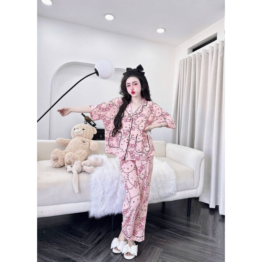 Bigsize 55-100kg from dài cánh dơi áo to,  đồ ngủ đồ bộ pijama mặc nhà cực Xinh chất Lụa hàn Cao Cấp | BigBuy360 - bigbuy360.vn