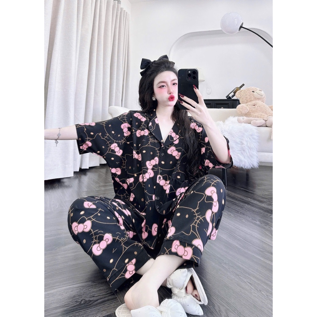 Bigsize 55-100kg from dài cánh dơi áo to,  đồ ngủ đồ bộ pijama mặc nhà cực Xinh chất Lụa hàn Cao Cấp | BigBuy360 - bigbuy360.vn
