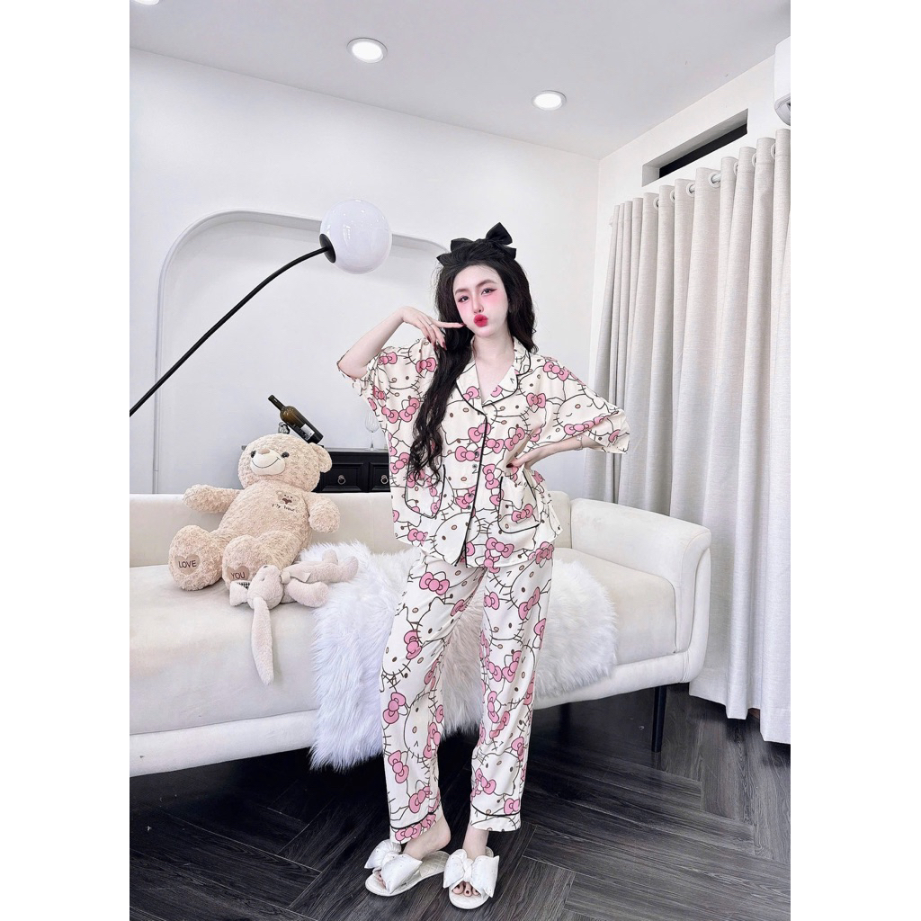 Bigsize 55-100kg from dài cánh dơi áo to,  đồ ngủ đồ bộ pijama mặc nhà cực Xinh chất Lụa hàn Cao Cấp | BigBuy360 - bigbuy360.vn