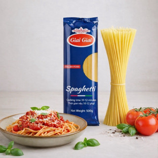 Mì Ý Giai Giai Spaghetti 500g ｜Giòn dai｜Bền sợi｜Không nhão｜Hương lúa mì đậm đà｜Không phẩm màu｜Không chất bảo quản｜Halal