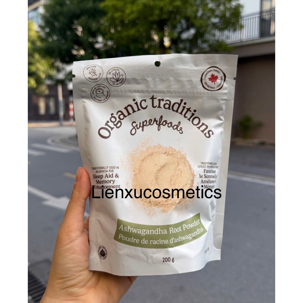 [Mẫu mới] Bột nhân sâm Ấn Độ hữu cơ Ashwagandha 200G của Organic Traditions
