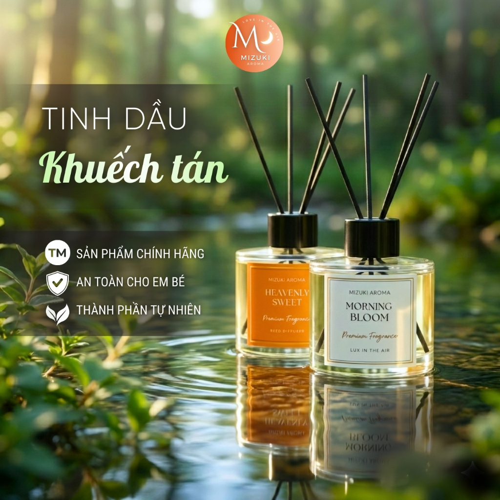 Tinh Dầu Thơm Phòng Khuếch Tán Hương tặng Que Mây 120ml MIZUKI Aroma Chính Hãng