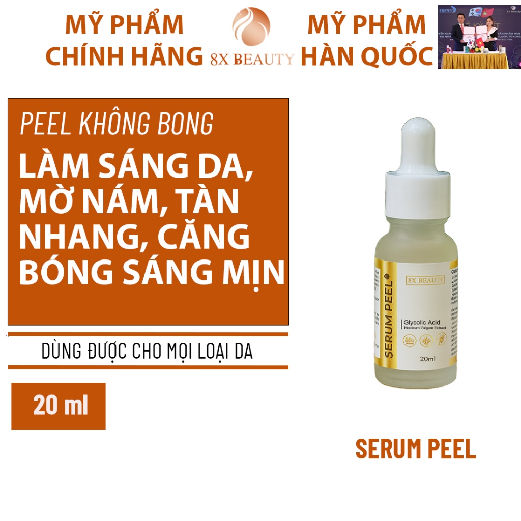 Serum Peel Không Bong Hỗ Trợ Sáng Da Mờ Nám Căng Bóng 8x Beauty 20ml