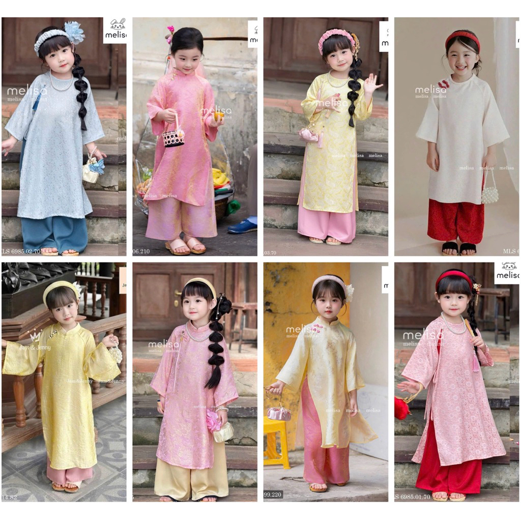 Áo dài bé gái cao cấp Melisa 8-45kg