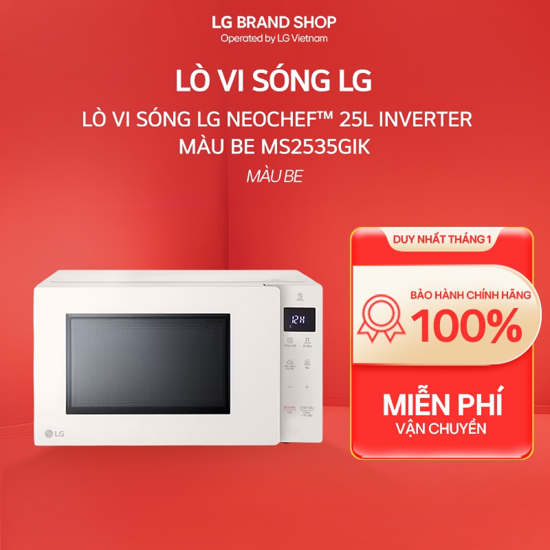 [Chỉ giao miền Nam/Bắc]MS2535GIK - Lò Vi Sóng LG NeoChef™ 25l Inverter màu Be MS2535GIK