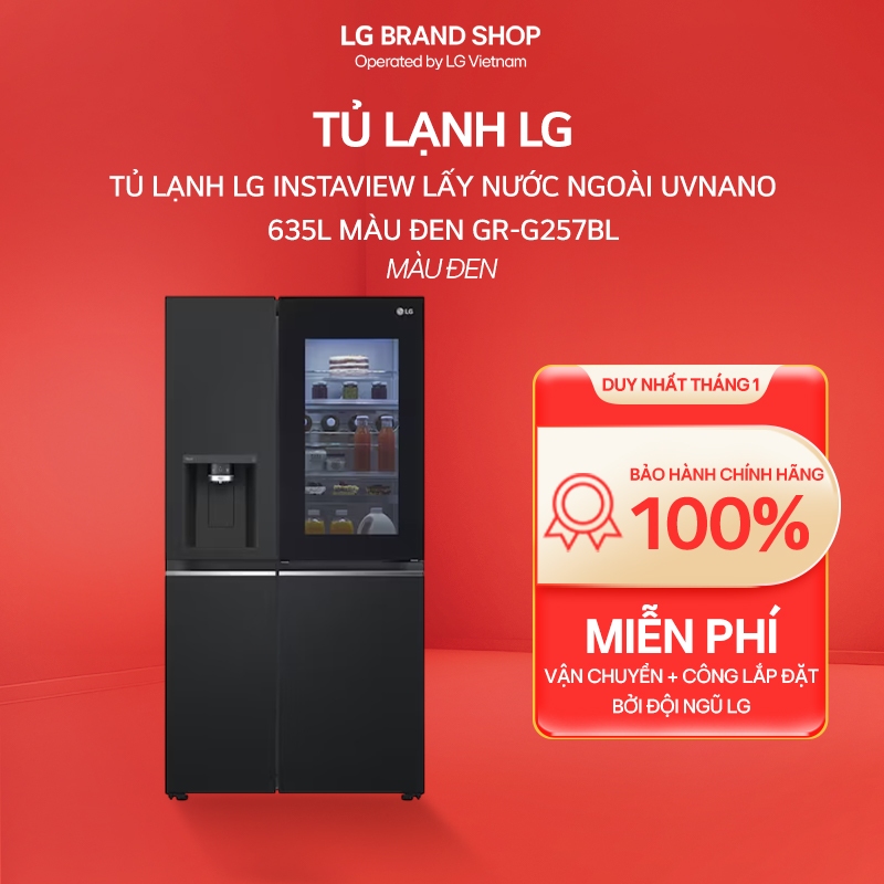GR-G257BL - Tủ lạnh LG Instaview lấy nước ngoài UVnano 635L màu đen GR-G257BL.AEPPEVN