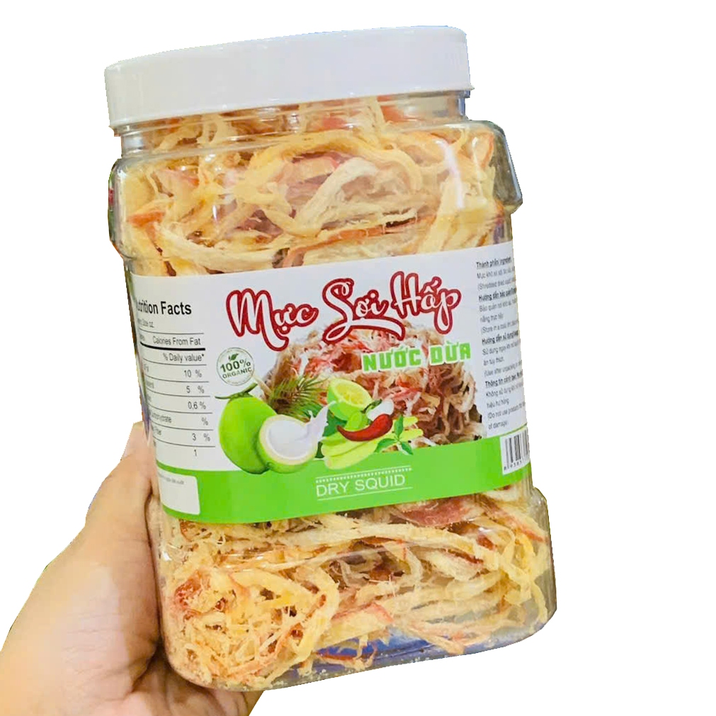 300Gram Khô Mực Xé Sợi Hấp Nước Cốt Dừa - Mực Hấp Nước Dừa