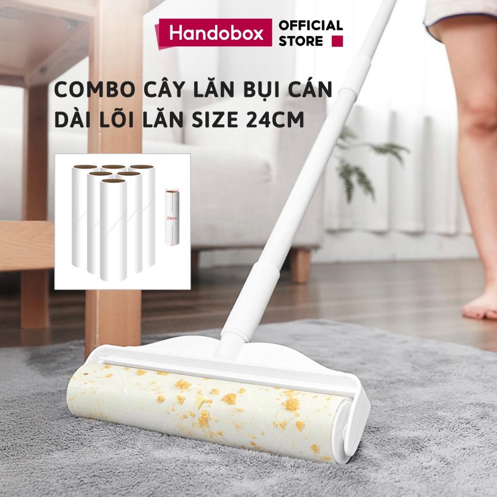 COMBO Cây Lăn Bụi Sàn Nhà Mành Rèm Cán Dài 24cm Handobox Lăn Bụi Chăn Màn Quần Áo Lông Thú Tiện Lợi