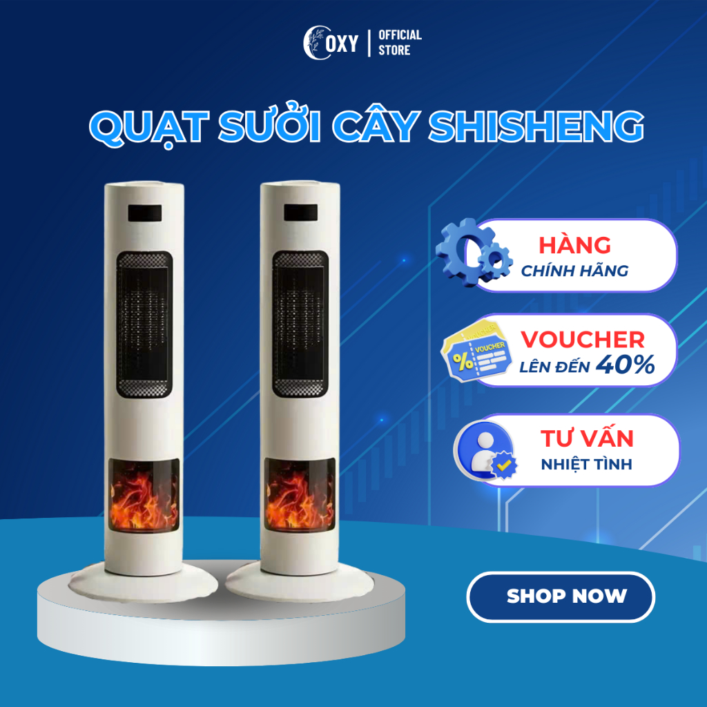 Quạt Sưởi Gốm Shisheng Công Suất 2000W Màn Hình Cảm Ứng Làm Ấm Nhanh Không Gây Tiếng Ồn GVQ Store