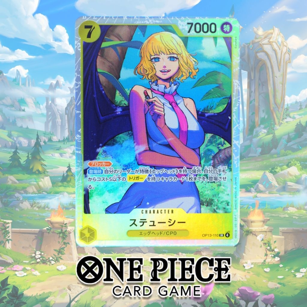 🃏Thẻ bài One Piece chính hãng Stussy OP13-110 SR + Tặng kèm sleeves và toploader bọc bài.