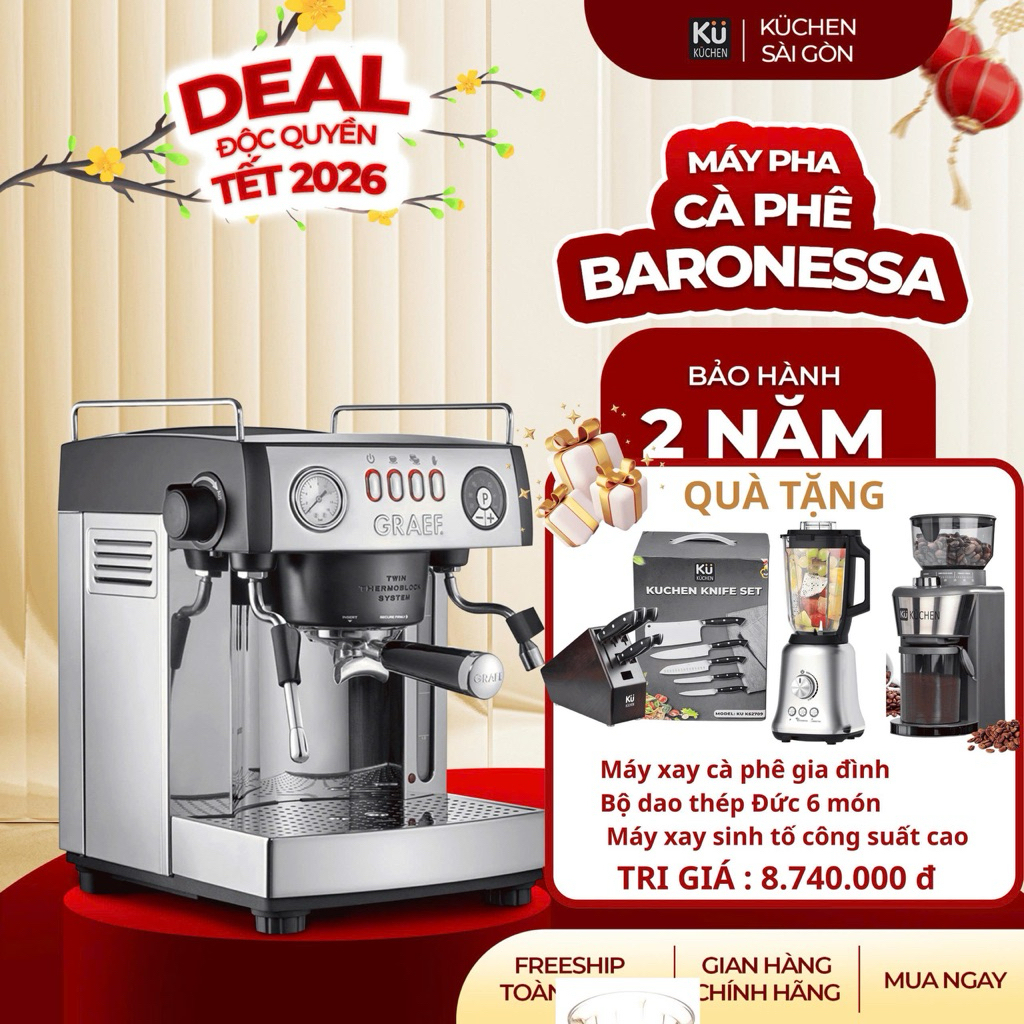 (SG) Máy pha cà phê baronessa - Bảo hành 2 năm phân phối bởi Kuchen Việt Nam