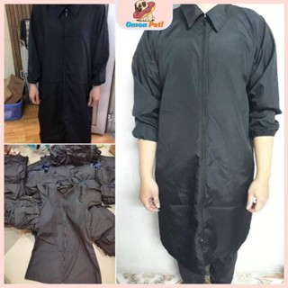 Áo dài grooming kéo khoá chống bám lông cho thợ grooming chó mèo