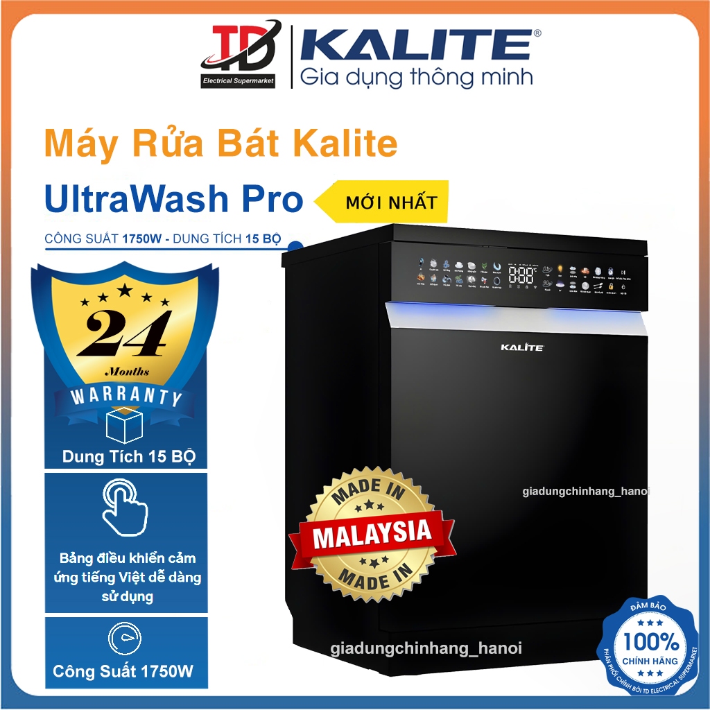 MÁY RỬA BÁT KALITE ULTRAWASH PRO, 15 Bộ - Sấy Khí Nóng PTC - Tự Động Hé Cửa, Hàng Chính Hãng