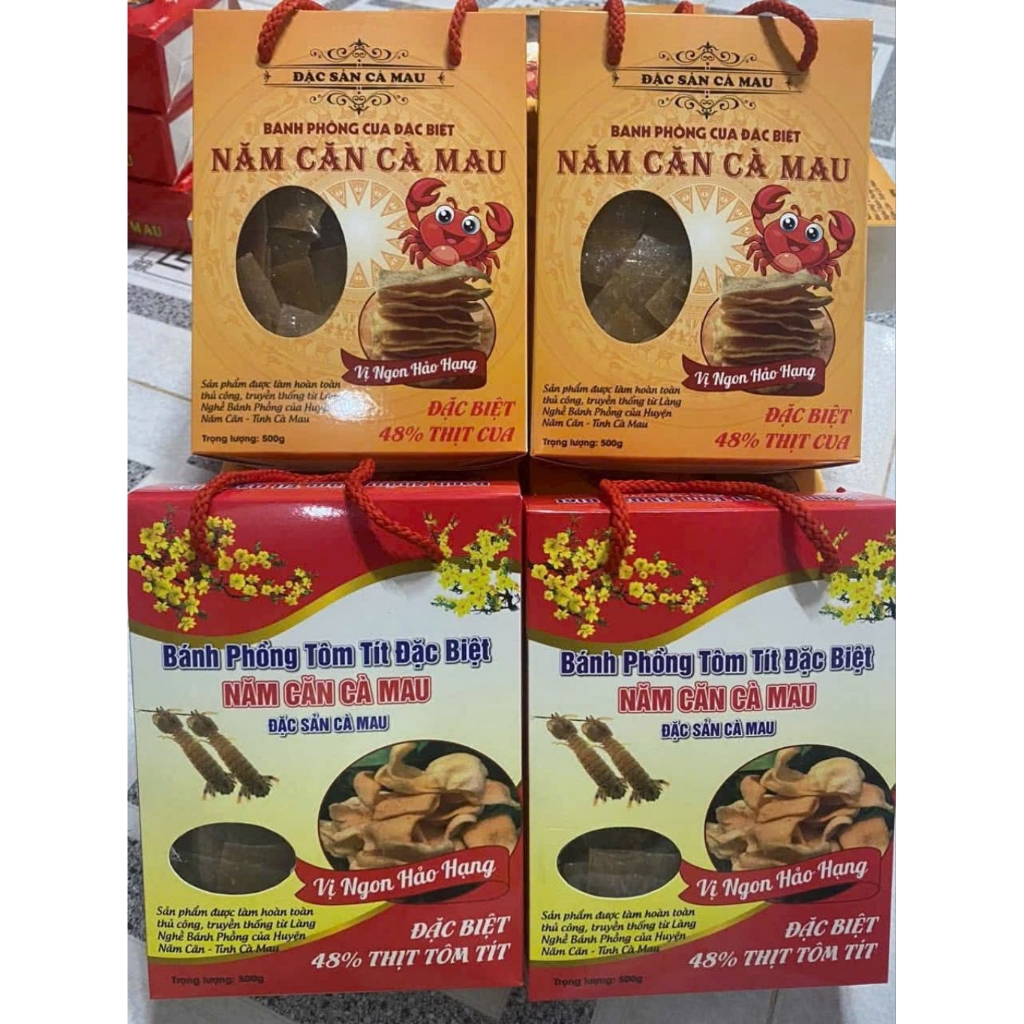 Bánh phồng cua gạch đặc biệt hộp 500g đặc sản Cà Mau.