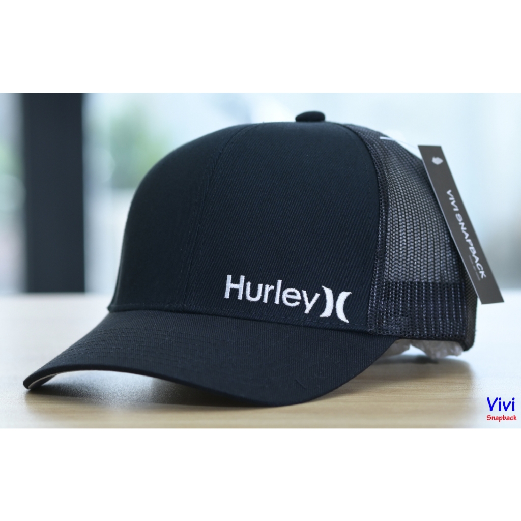 Nón lưới lưỡi trai màu Đen Hurley Trucker Hat Full Black,Mũ thời trang Hurley,Nón thể thao lưới full