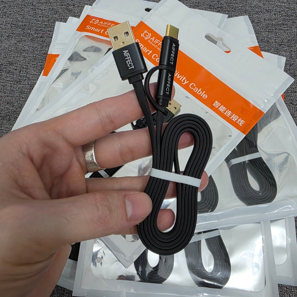 cáp sạc ORICO. cáp sạc  2 đầu. cáp sạc 2in1 (typeC và micro) màu đen