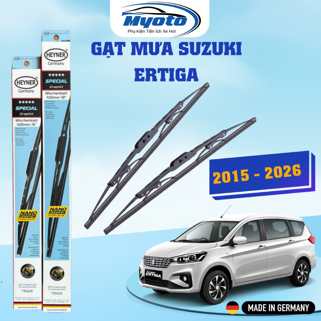 GẠT MƯA XE SUZUKI ERTIGA (2015 - 2026) - Gạt mưa HEYNER SPECIAL NANO xương sắt 3 khúc