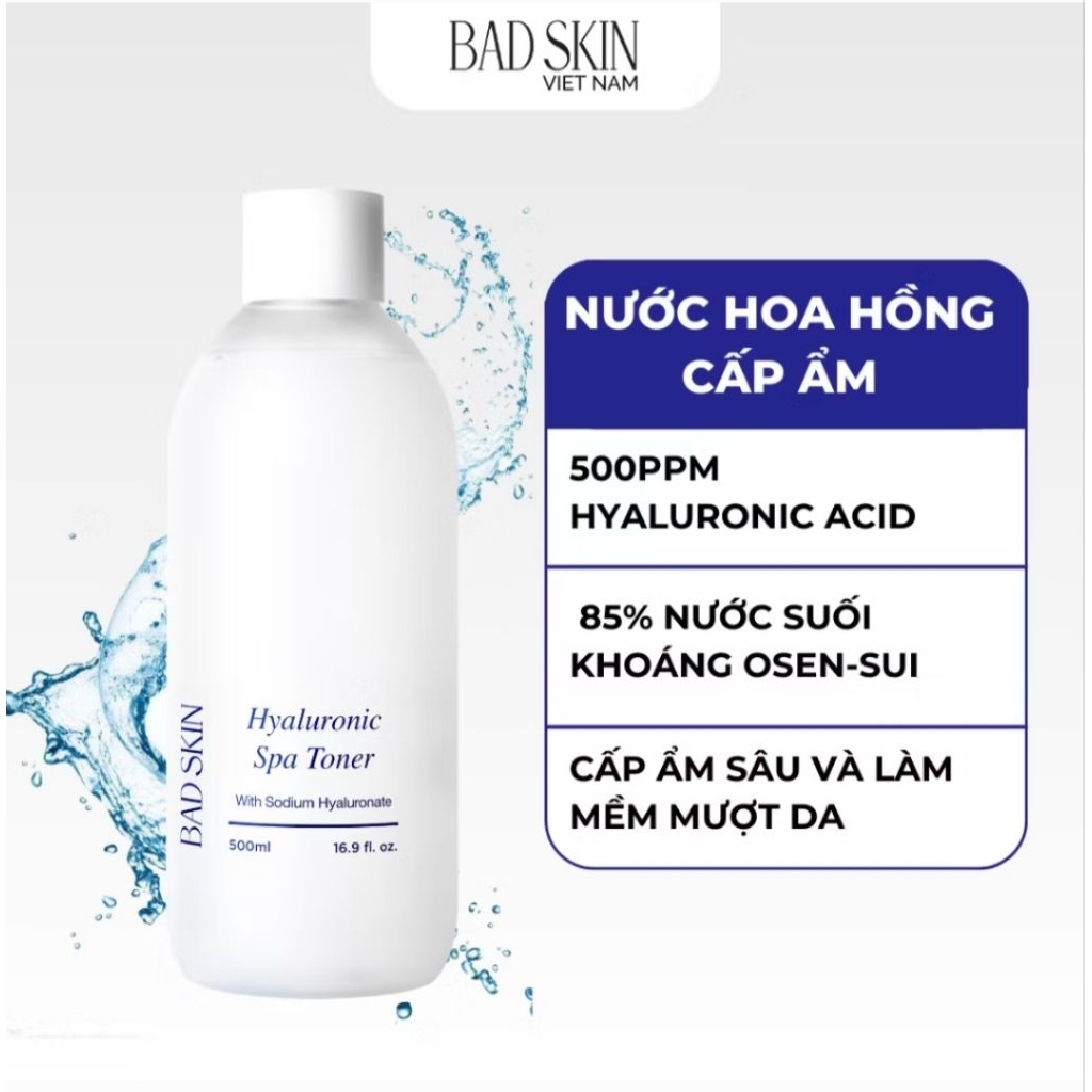 Nước hoa hồng Toner Onsen Badskin Hyaluronic Spa Toner 500ml