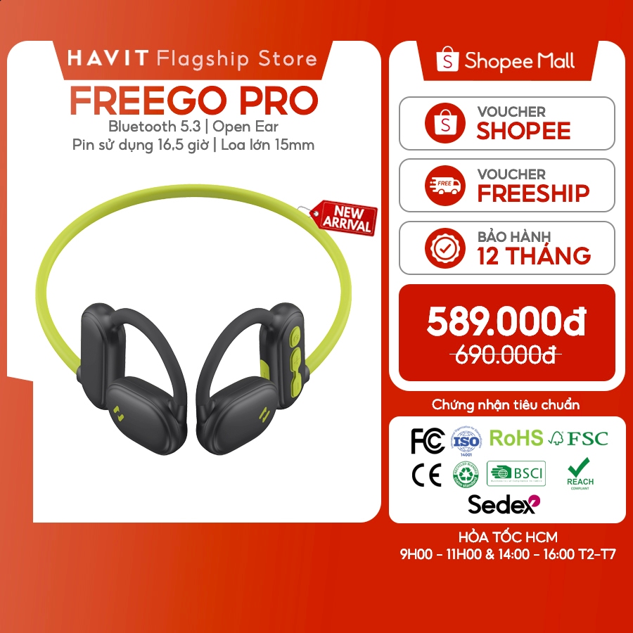Tai Nghe Không Dây Truyền Dẫn Khí Havit Freego Pro (E553BT) | Pin 16,5 Giờ | Bluetooth 5.3 | BigBuy360 - bigbuy360.vn