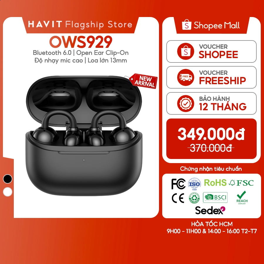 Tai Nghe Không Dây Havit OWS929 | Kiểu Dáng Open Ear Clip-On | Bluetooth 6.0 | BigBuy360 - bigbuy360.vn