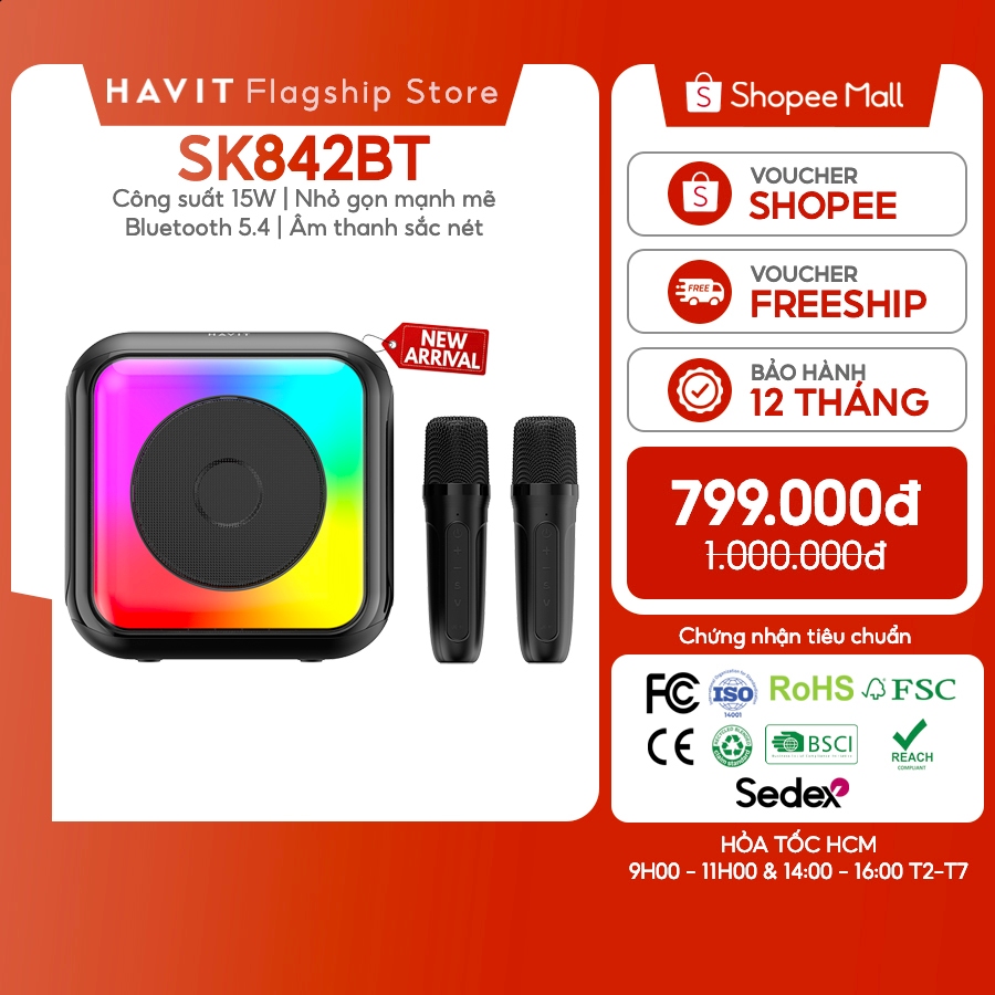Loa Karaoke Di Động Havit SK842BT Công Suất 15W |  | Bluetooth 5.4 | BigBuy360 - bigbuy360.vn