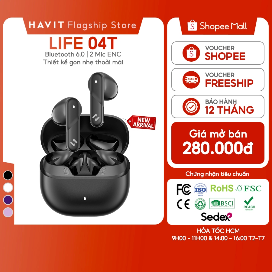 Tai Nghe Không Dây Havit Life 04T Mic CaII ENC Hall Switch Bluetooth 6.0 | BigBuy360 - bigbuy360.vn