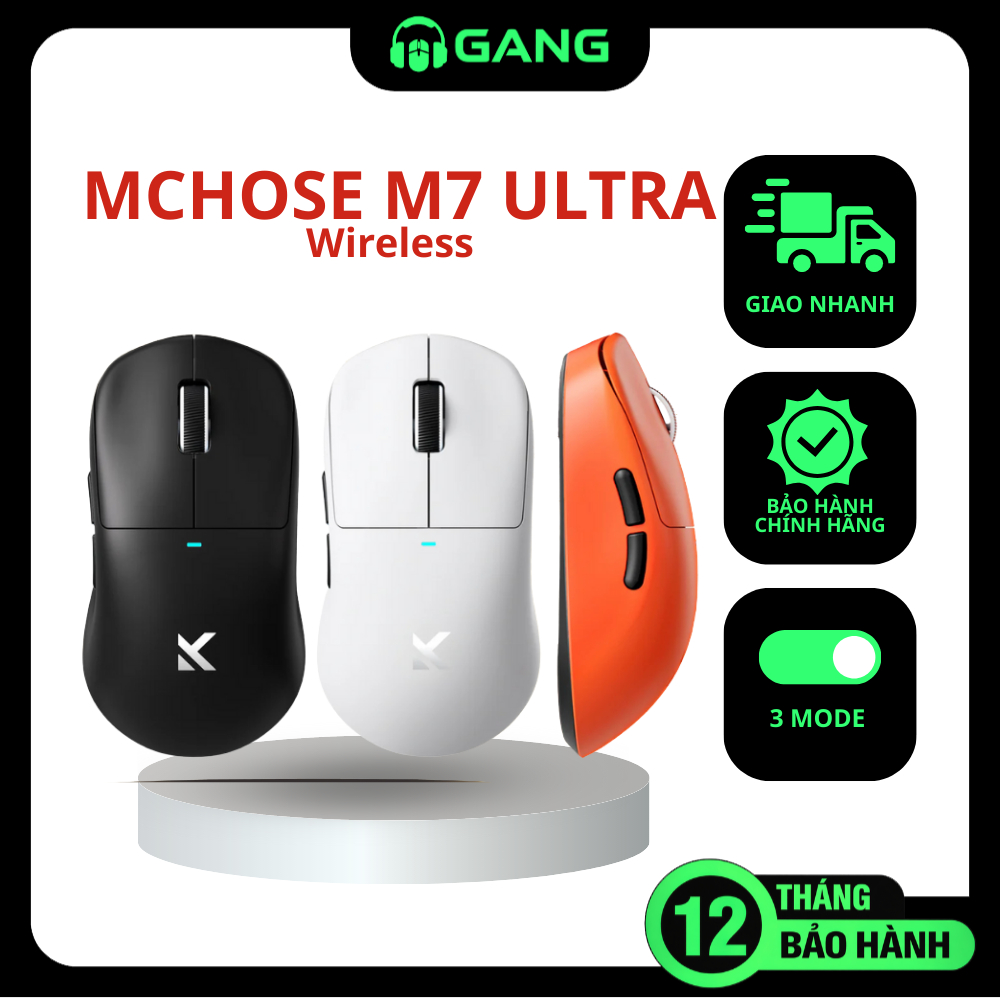 Chuột Gaming không dây MCHOSE M7 Ultra Wireless - 3 Mode Kết Nối - Bảo Hành 12 Tháng | Gang Gear