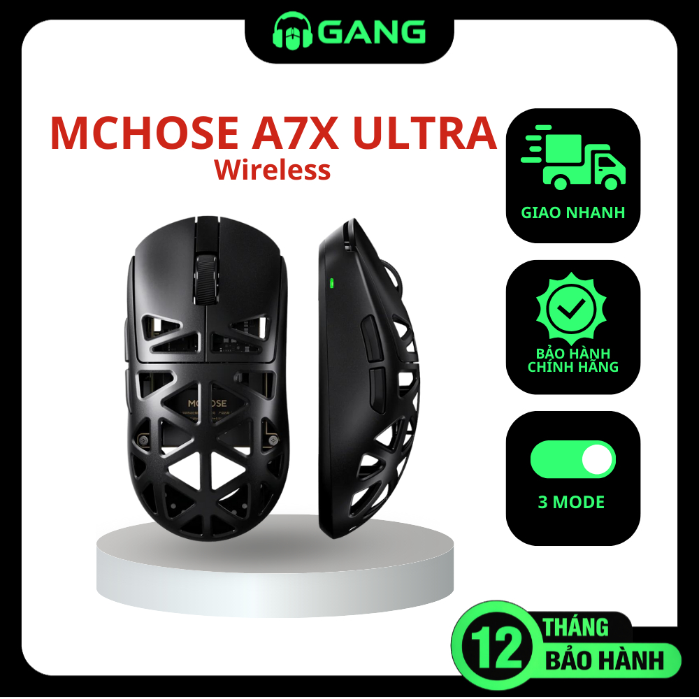 Chuột Gaming không dây MCHOSE A7X Ultra Wireless - 3 Mode Kết Nối - Bảo Hành 12 Tháng | Gang Gear