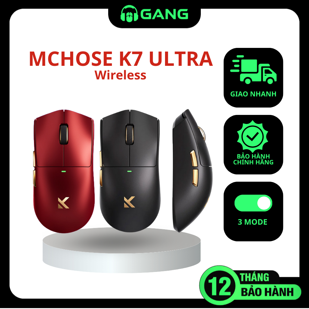 Chuột Gaming không dây MCHOSE K7 Ultra Wireless - 3 Mode Kết Nối - Bảo Hành 12 Tháng | Gang Gear