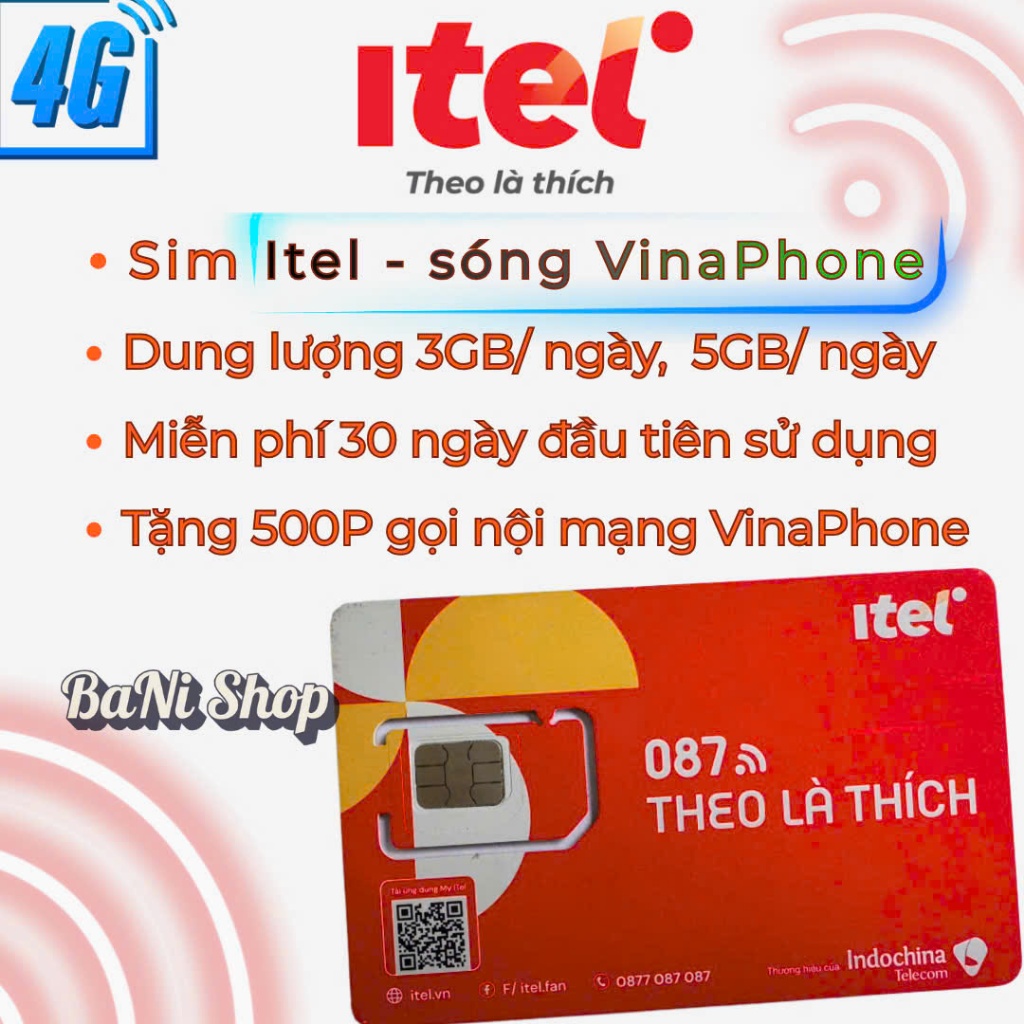 Sim ITEL VINAPHONE 4G-Gói cước 3GB/ngày, 5GB/ngày, miễn phí tháng đầu-Sim 4G giá rẻ mạng Vinaphone